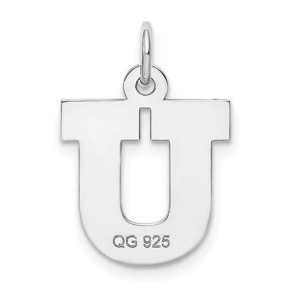 Sterling Silver Amanda Collection Medium Block Style Initial U Pendant - Picture 3 of 4